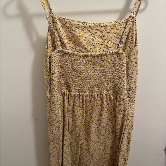 Old Navy Womens Ditsy Floral Linen Blend Fit & Flare Cami Dress M Pink/Yellow - Picture 2 of 5